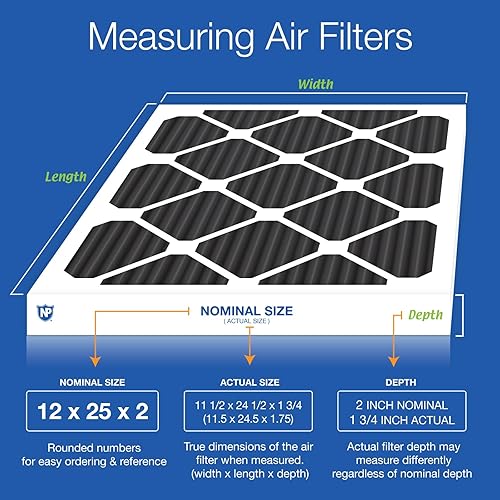 Miniatura 5 de Nordic Pure Filtros de aire para horno de CA de carbono puro 12x25x2, 3 unidades