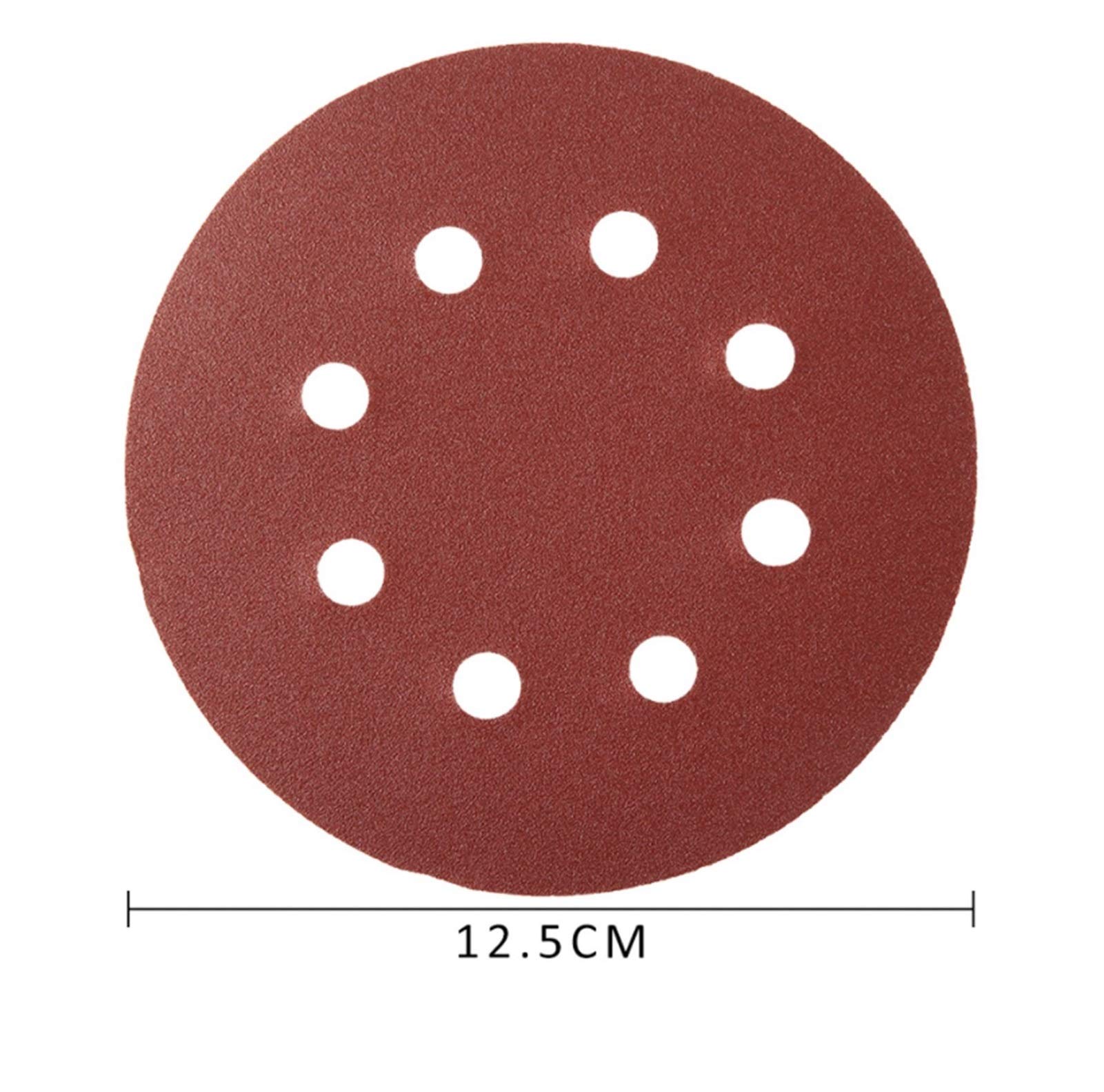 100 pz 125mm Forma Rotonda a Forma di abragazione a Gancio Anello a levigatura Carta Lucida Carta scarbinata 8 Fori sabbiosa tamponante for lucidatura