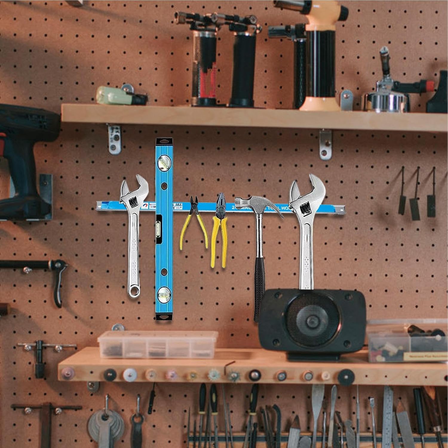 Wall Magnetic Tool Holder – Industrial Strength Magnet Bar, Space-Saving Hand Tools Organizer, Easy Installation | for Workshop Accessories, Garage Walls, Craft Room Storage, Power Tool Organization