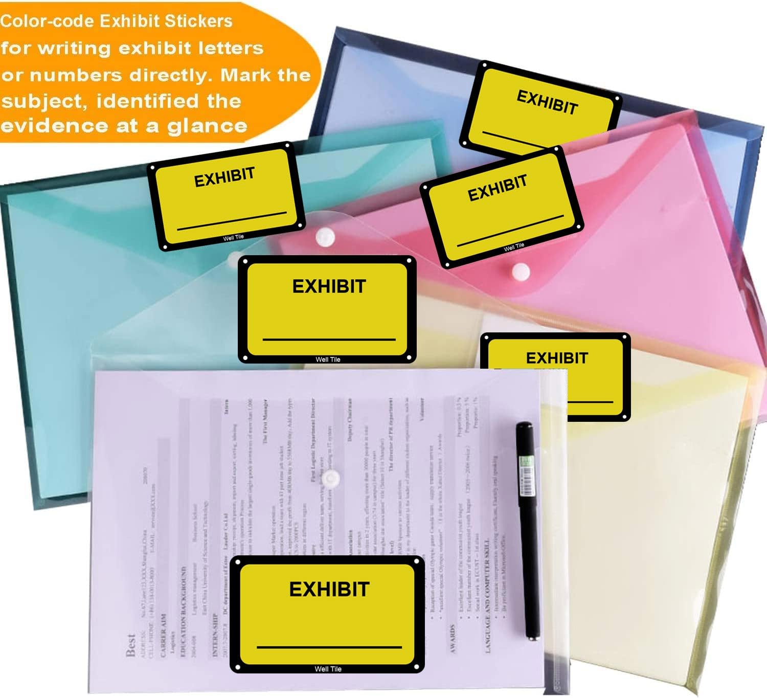 Amazon.com : Legal Exhibit Stickers 1.65 X 1 Inches Yellow Color
