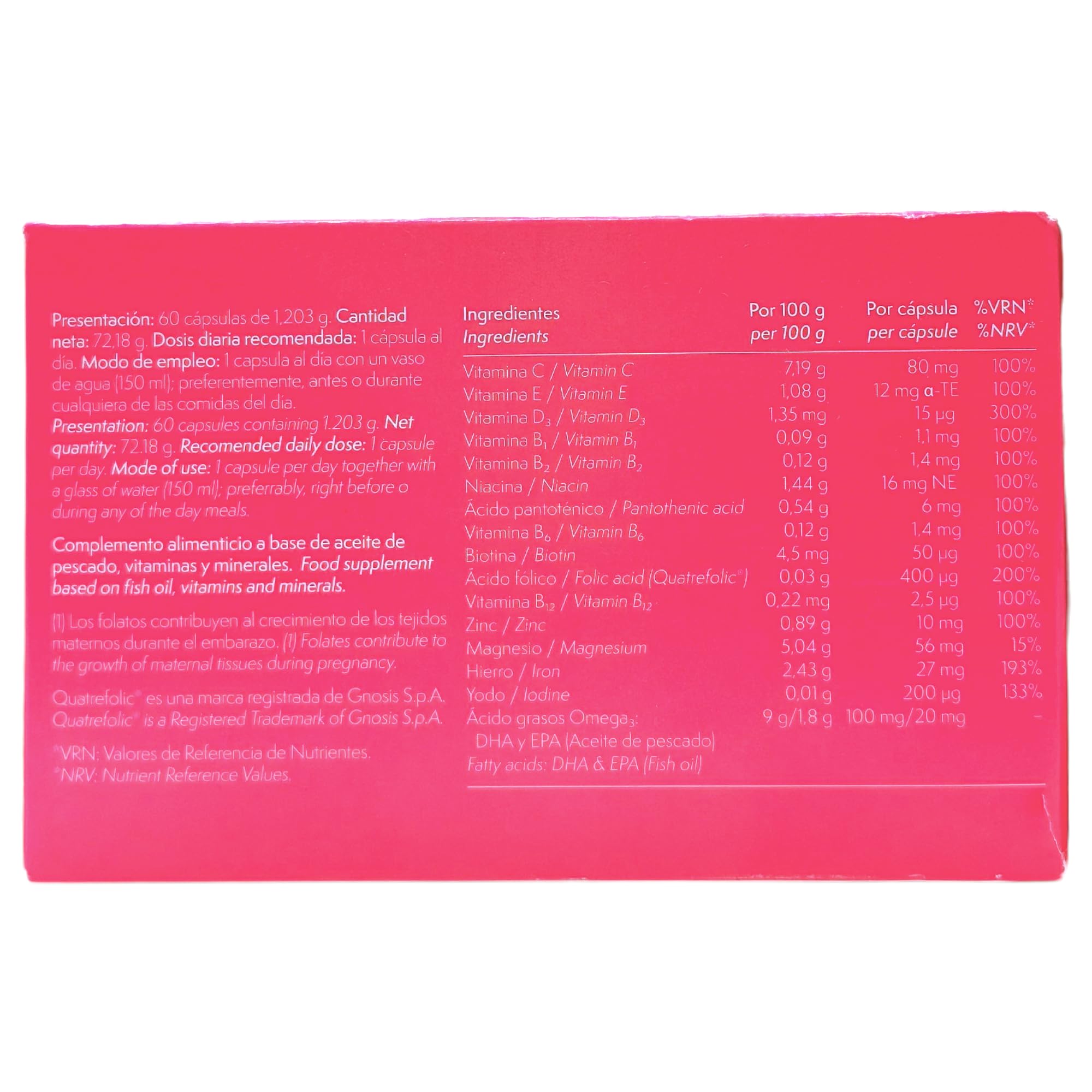 Seid Lab Seidibion 60 Cápsulas - Suplemento Multivitamínico para Preconcepción, Embarazo y Lactancia - Con DHA, Ácido Fólico, Hierro, Yodo y Vitamina D3