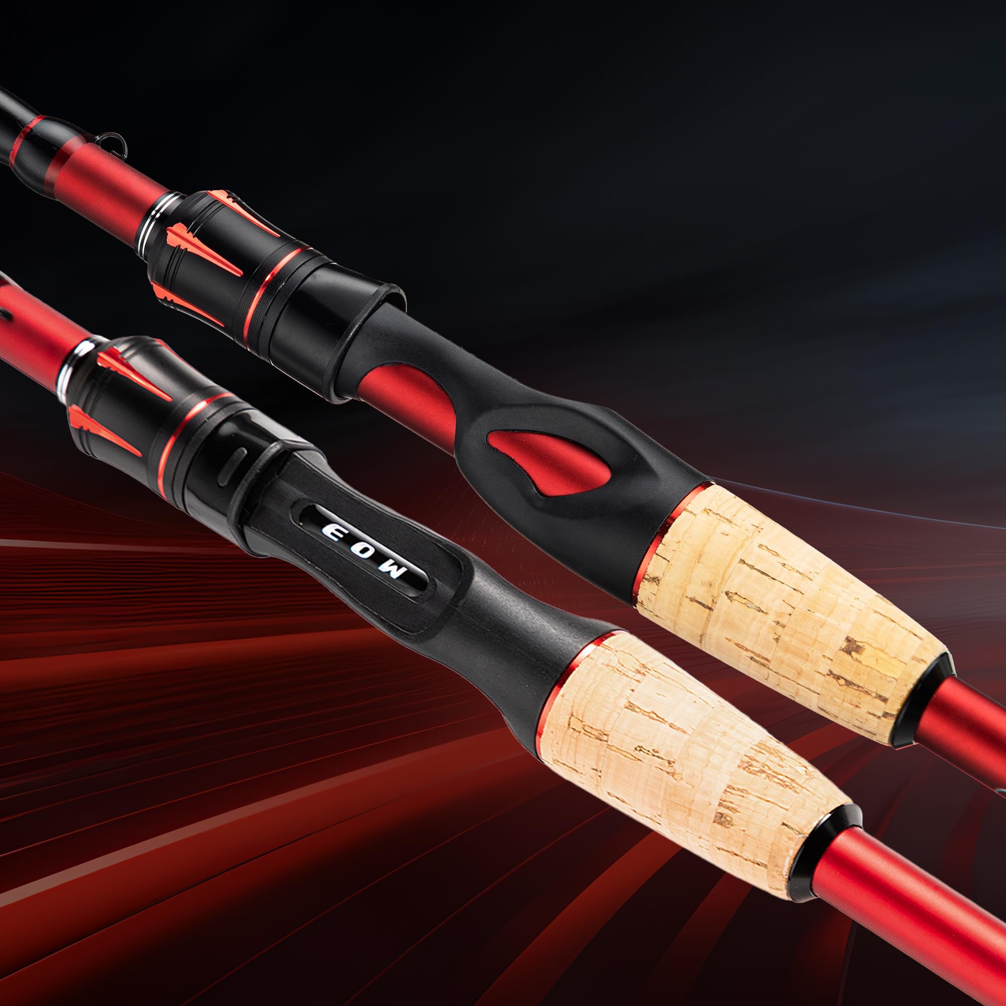 EOW Xpedite Lite Canna da pesca telescopica portatile e combinata, canna da pesca spinning e casting, canna da pesca in carbonio 24T, punta in carbonio solido, impugnature in sughero diviso, canna da