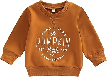 Toddler Baby Halloween Outfit Boy Girl Pumpkin Sweatshirt Crewneck Pullover Sweater Long Sleeve Shirt Fall Clothes