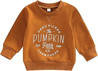 Toddler Baby Halloween Outfit Boy Girl Pumpkin Sweatshirt Crewneck Pullover Sweater Long Sleeve Shirt Fall Clothes