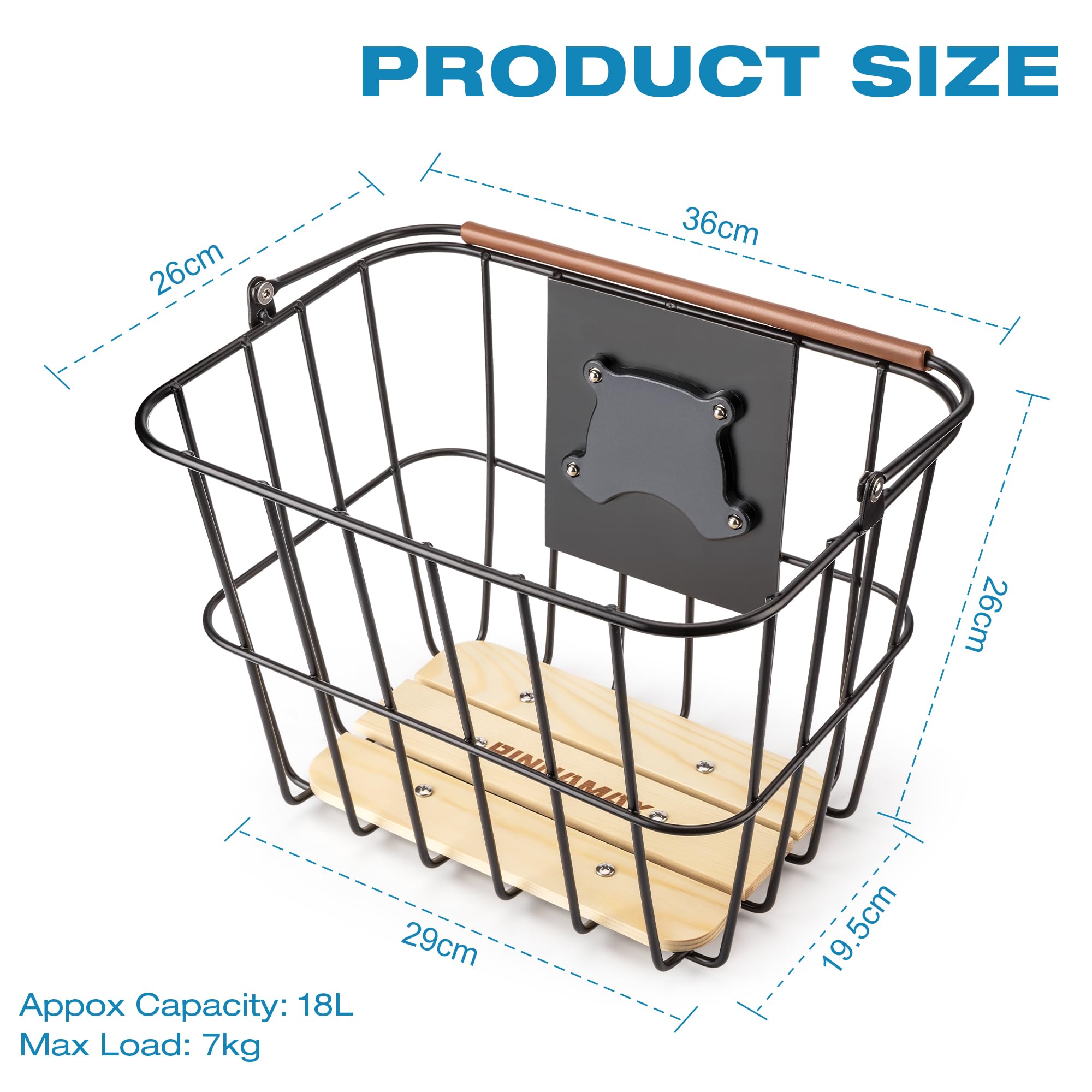 Cesta Frontal para Bicicleta con asa, Cesta de Bicicleta desplazamientos y Compras. Cesta Robusta y Resistente con Kit de Montaje para Bicicletas de Playa y Bicicletas