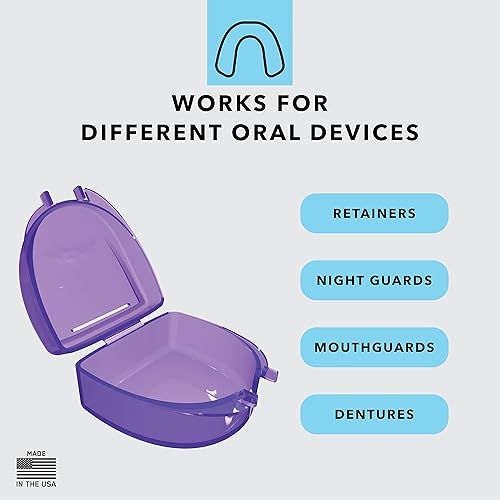 Miniatura 4 de Retenedor de ortodoncia ventilado paquete de 2 funda de alineador y protector bucal estuche dental duradero morado
