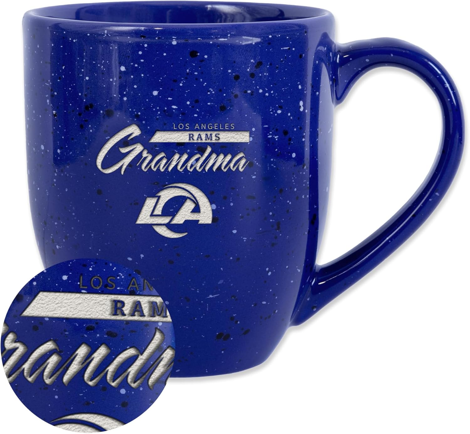 Rico Industries NFL unisex-adult NFL Football Grandma16 oz Team Color Laser Engraved Speckled Ceramic Coffee Mug Los Angeles Rams 16 Ounces Team Color