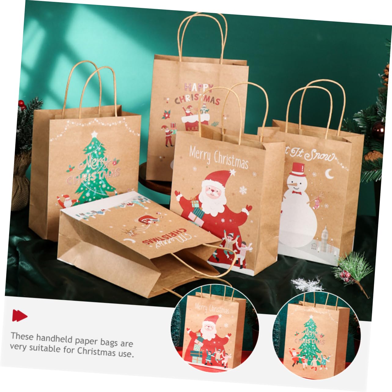 SEWOART 25piezas Bolsas Para De Navidad Asas De De Papá Noel Muñeco Árbol De Navidad y Navideños