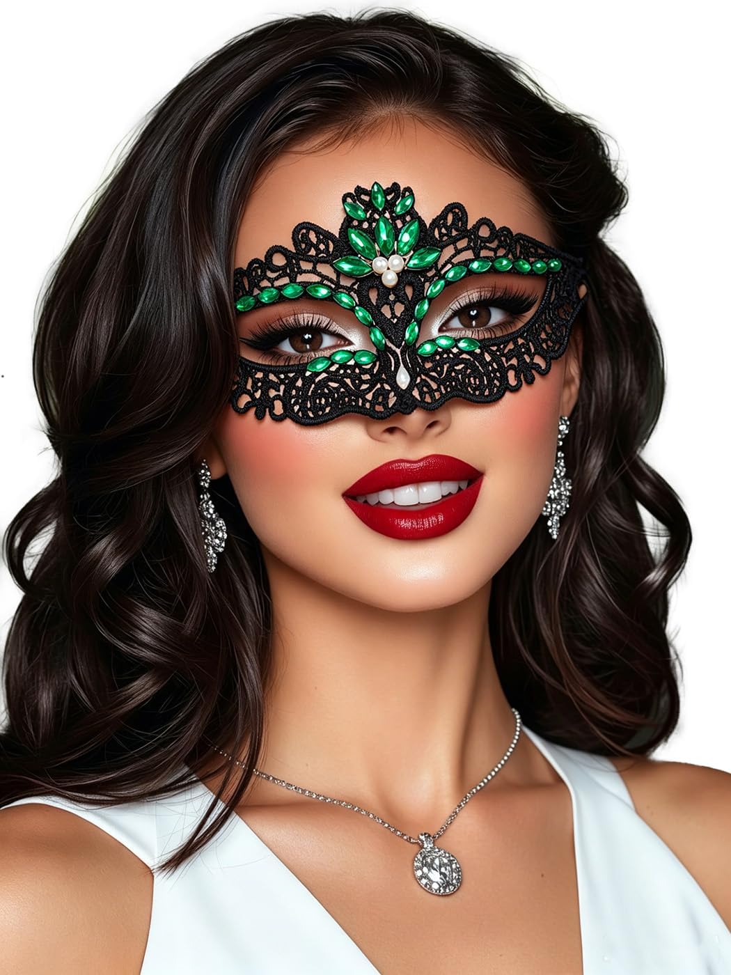 Tgirls Crystal Masquerade Mask Rhinestone Black Lace Mask Venetian Party Prom Ball Face Mask for Women