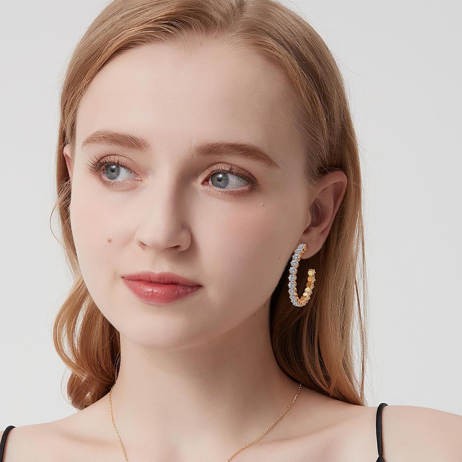 Large Rhinestone Hoop Earrings for Women: Hypoallergenic 14K Gold or White Gold Plated Thick Sparkling Crystal Big Silver Hoops Earrings for Woman Prom Party Favors or Daily Wear - Image 6