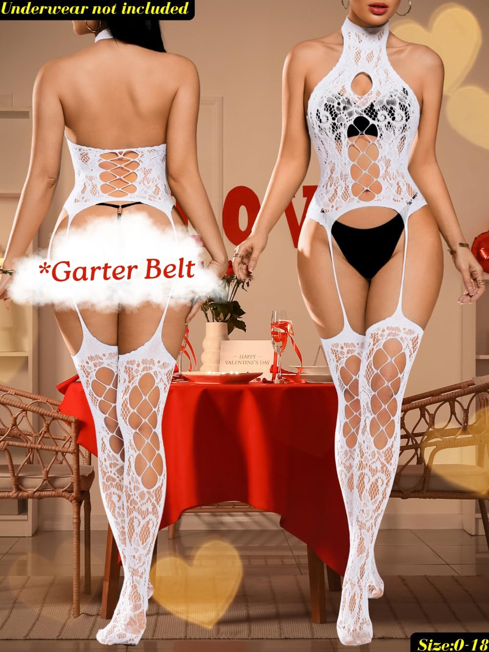 EHSUYAB Body Stockings for Women Sexy, Fishnet Lingerie Mesh Bodysuit Floral Lace Jumpsuit, Club Rave Exotic Dancer Outfits