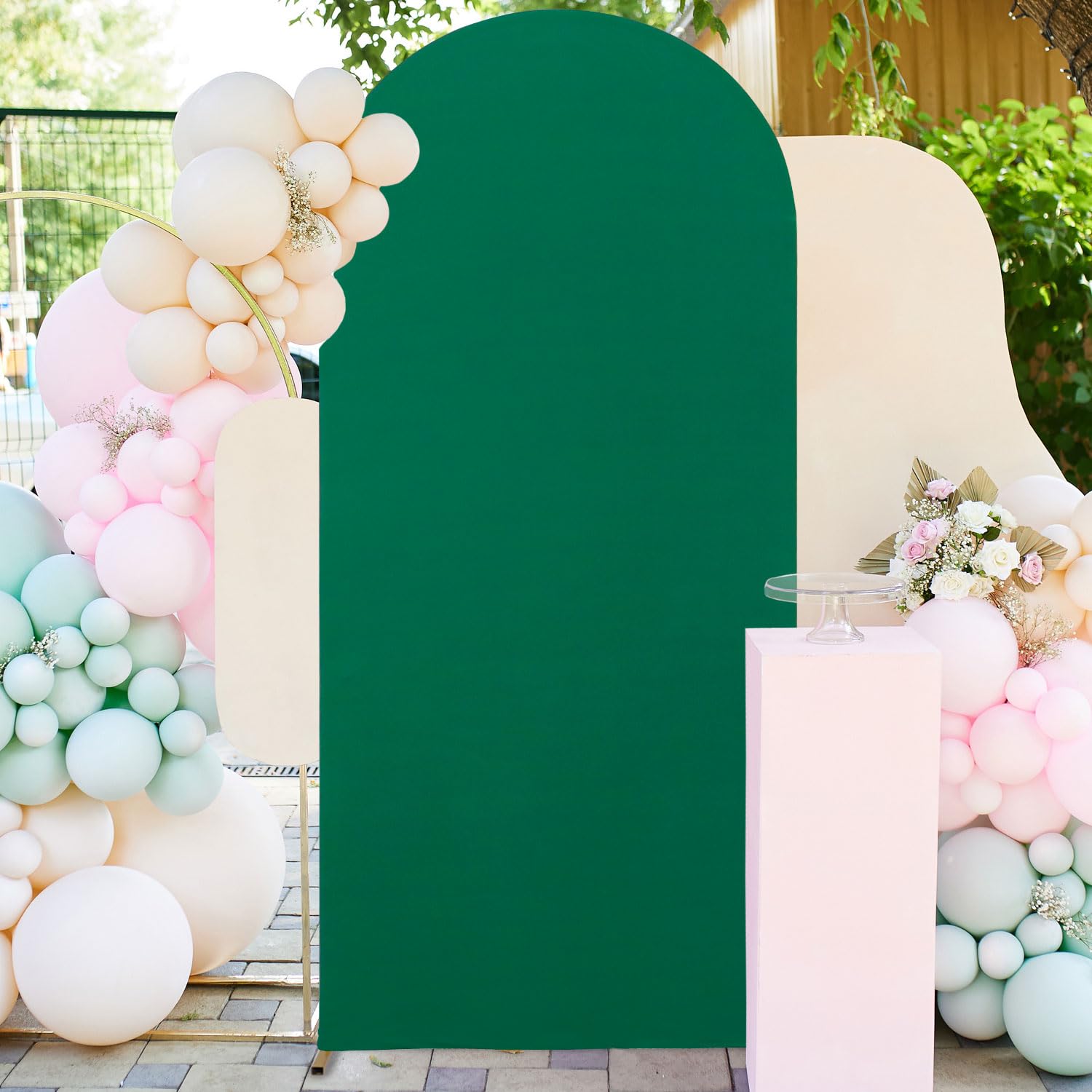 Housse D'arche De Mariage En élasthanne 2 Mètres - Couverture Extensible Verte Pour Support De Fond Photo, Fêtes Et événements - 2