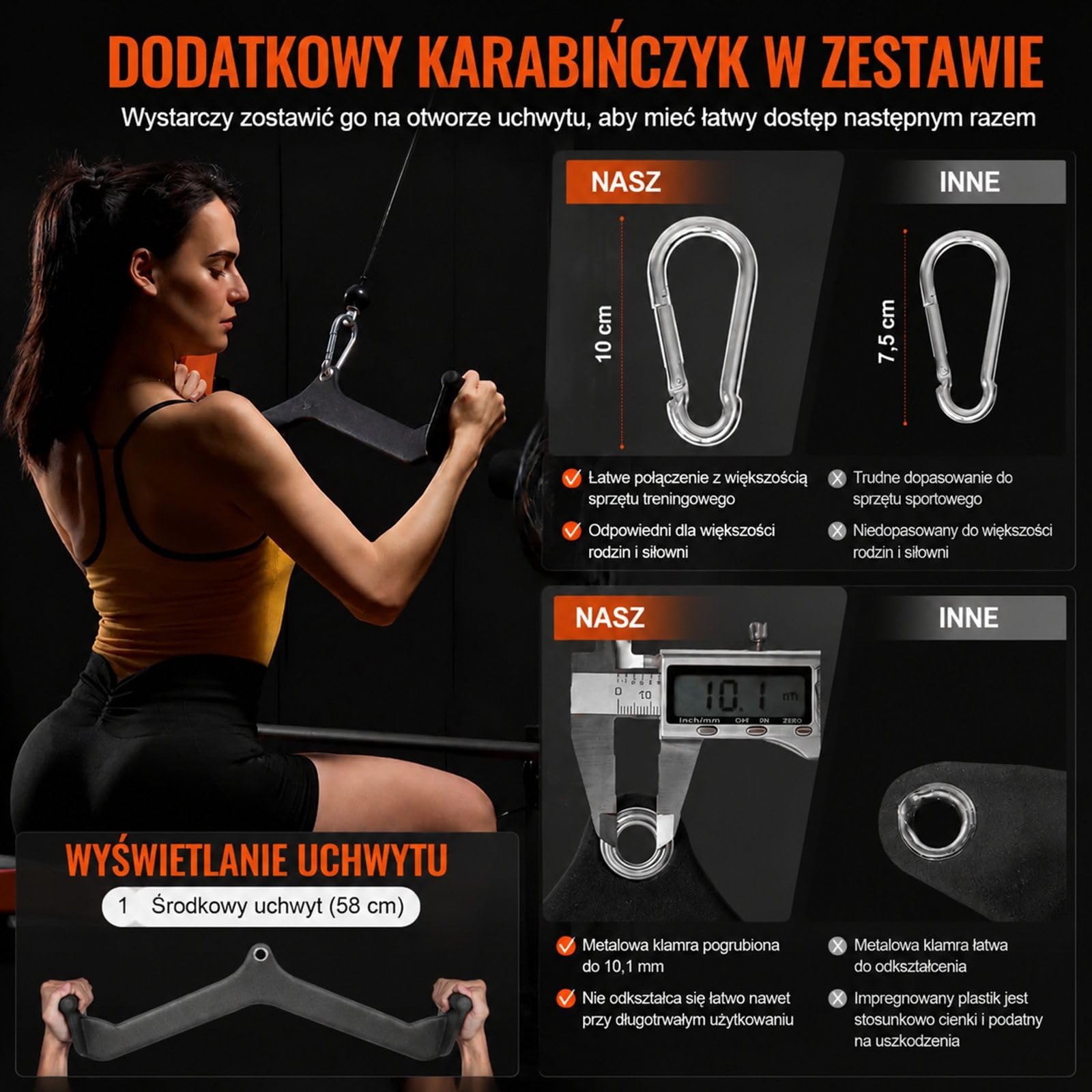 Drążek do wyciągu górnego w kształcie V, uchwyt na triceps do maszyny kablowej i domowej siłowni