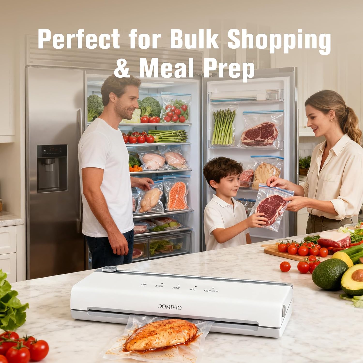 Vacuum Sealer Machine for Food, 5-in-1 Food Saver with Built-In Cutter & 20 BPA-Free Bags – Dry & Moist Modes, Compact Easy-to-Use Vacuum Sealer for Meal Prep, Freezer Storage & Long-Lasting Freshness - Image 4
