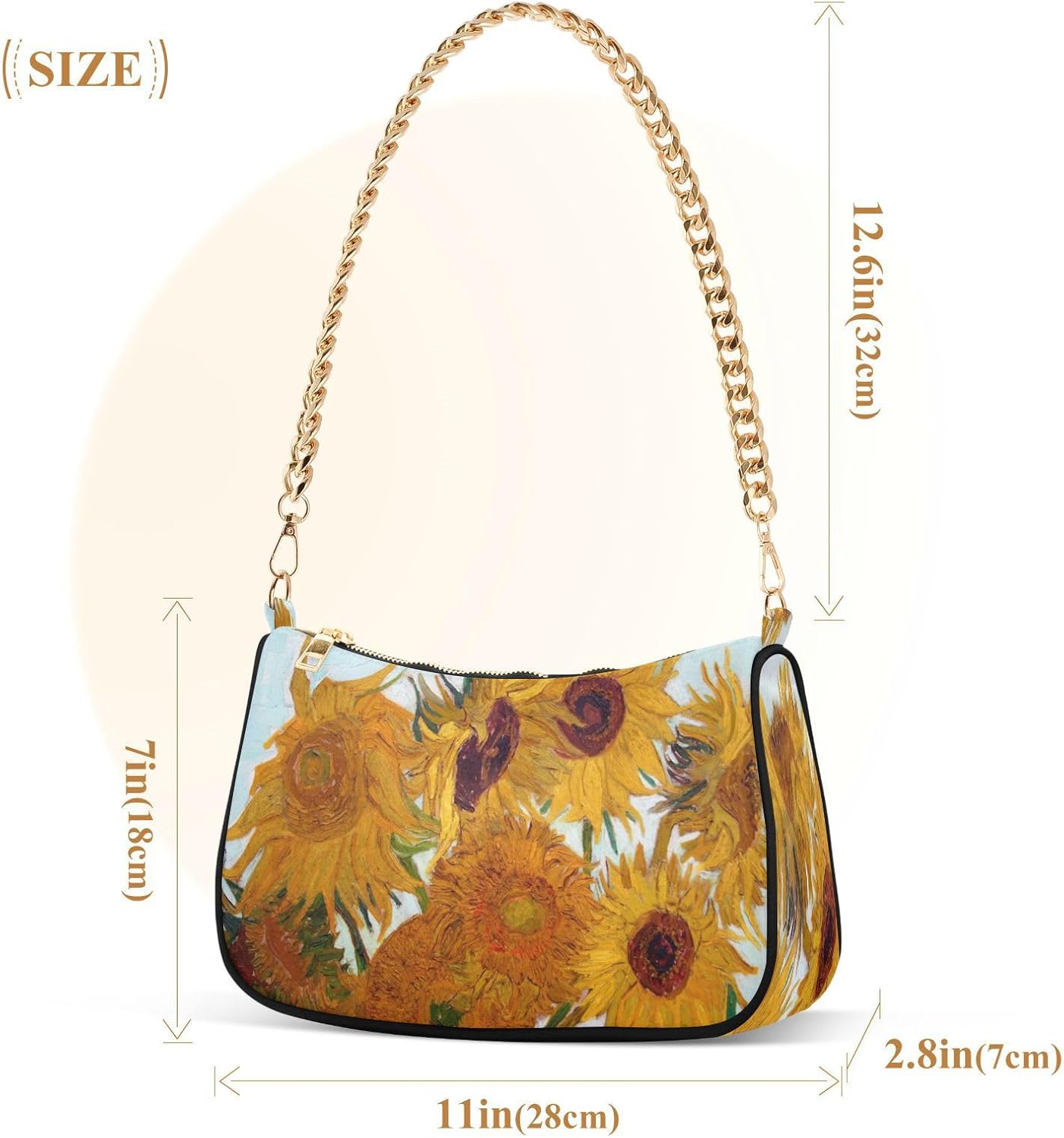 Shoulder Bags for Women Van Gogh Sunflower Hobo Tote Handbag Small Clutch Purse with Zipper Closure15