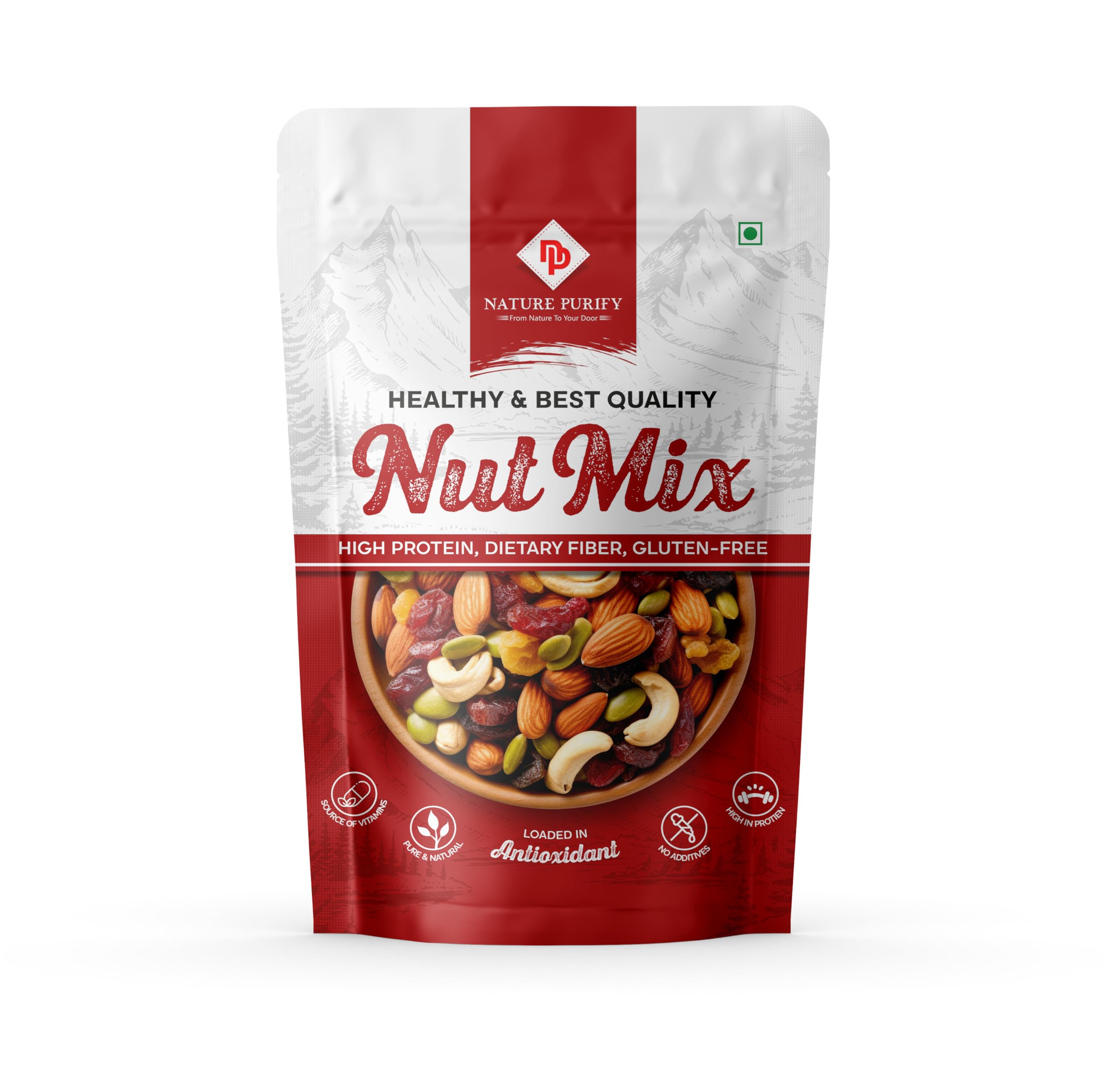 Nature Purify Trail Mix Dry Fruits Fit for Fasting 900GM | Healthy Snacks Mixed Nuts with Dry Fruits | Almonds | Cashews | Dried Apricots | Pista | Black raisin | Green raisin & More Healthy Snack