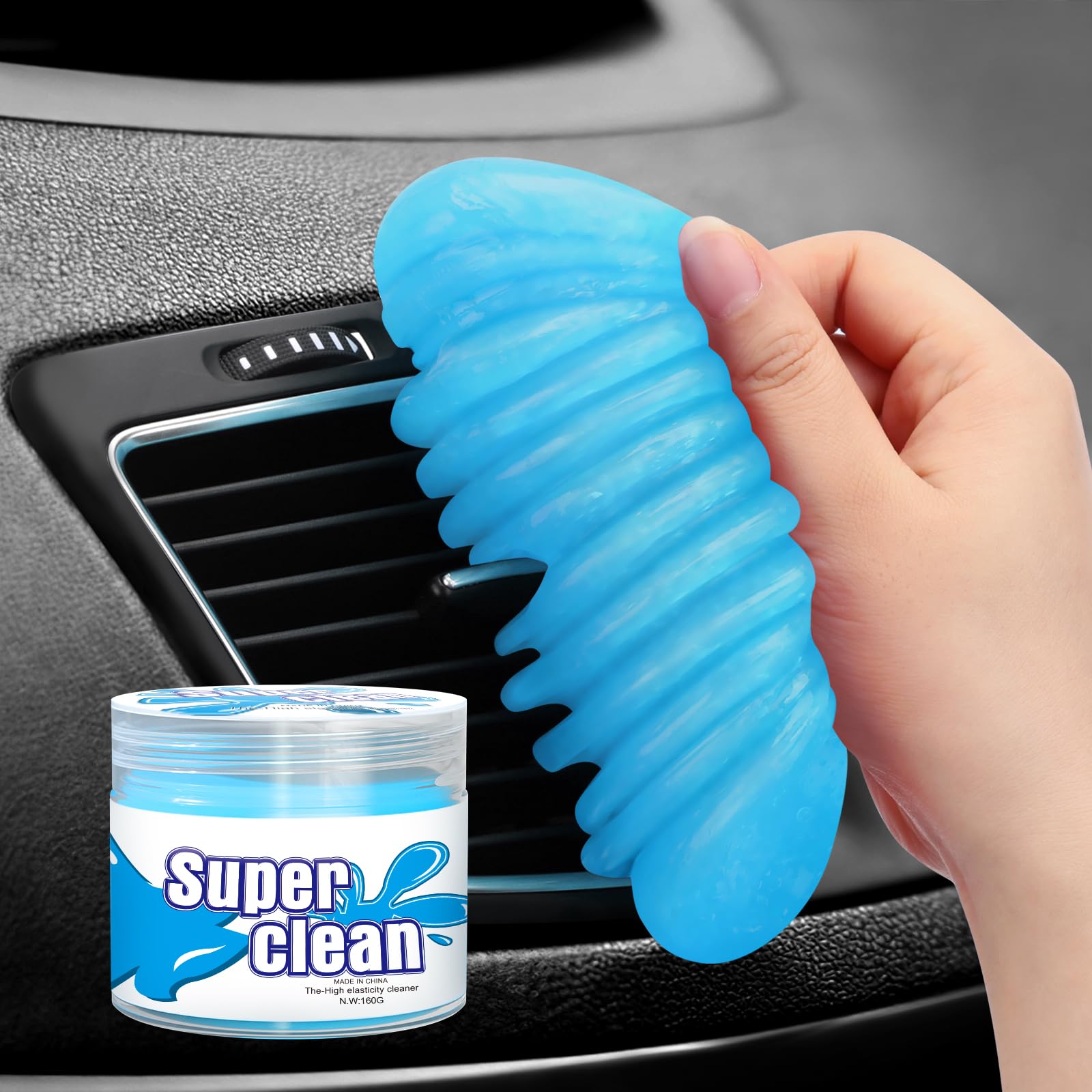 TeSabMi Reinigungsknete Auto – Wiederverwendbares Auto Reinigungsgel für den Innenraum, entfernt Staub aus Lüftung & Spalten, auch als Tastaturreiniger/Keyboard Cleaner