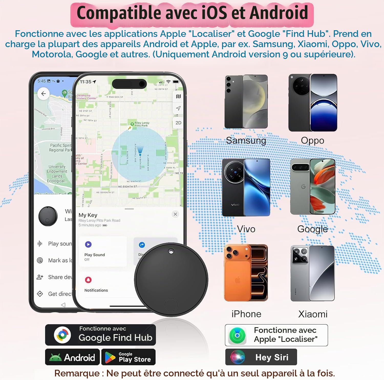 2026 Air Tracker Smart Tag pour Android et iOS Lot de 4 trackers Bluetooth double système compatible avec Apple Où est ? & Android Google Find Hub, localisateur de clés pour clés/portefeuille/vélo