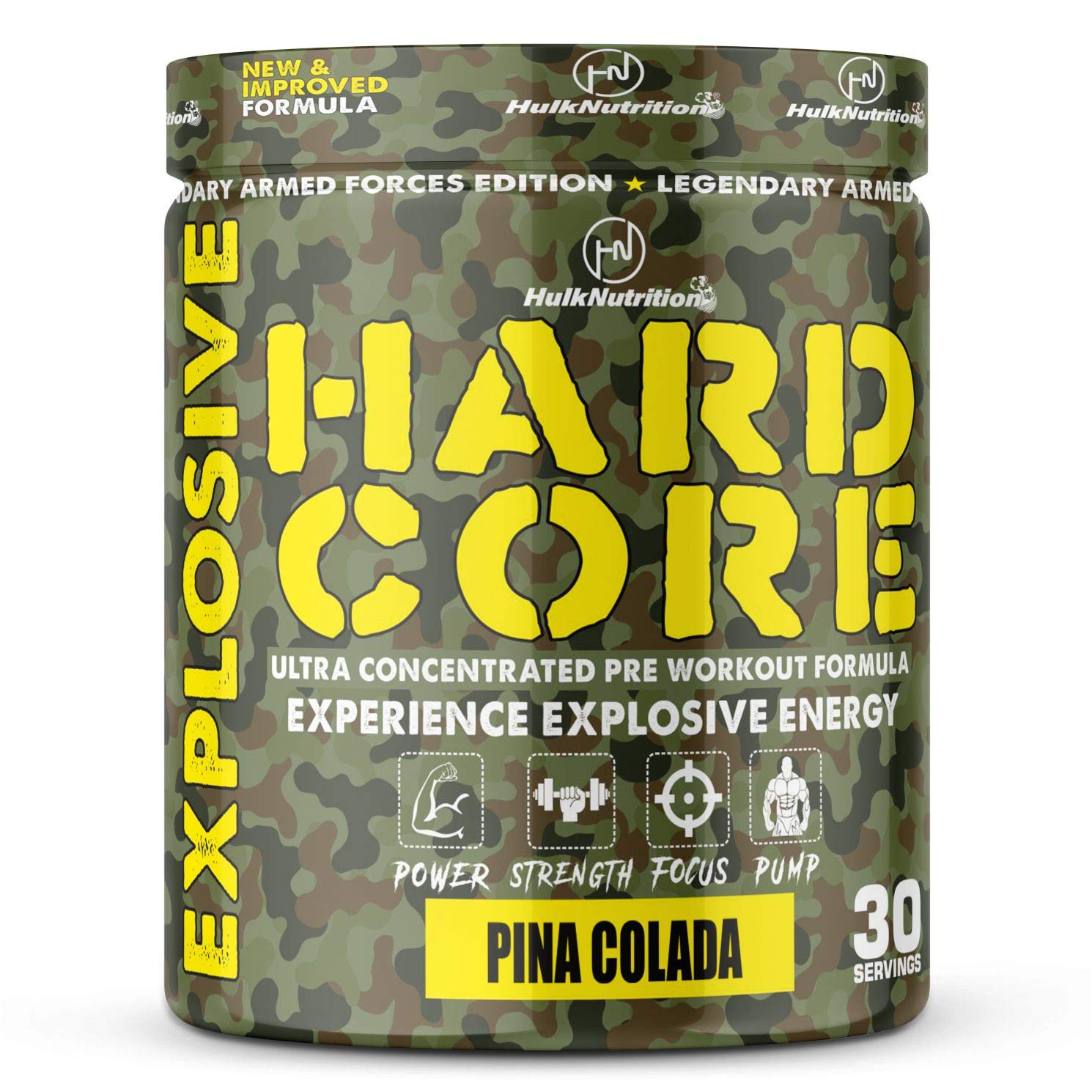 Hulk Nutrition Preworkout | Lean Muscles Building | Strength | Mental Focus | Energy | Powerful Pumps | Next Generation Preworkout Formulation with Creatine Monohydrate, Beta Alanine, AAKG, Vitamin C & Caffeine - For Men & Women [30 Servings, Pina Colada]