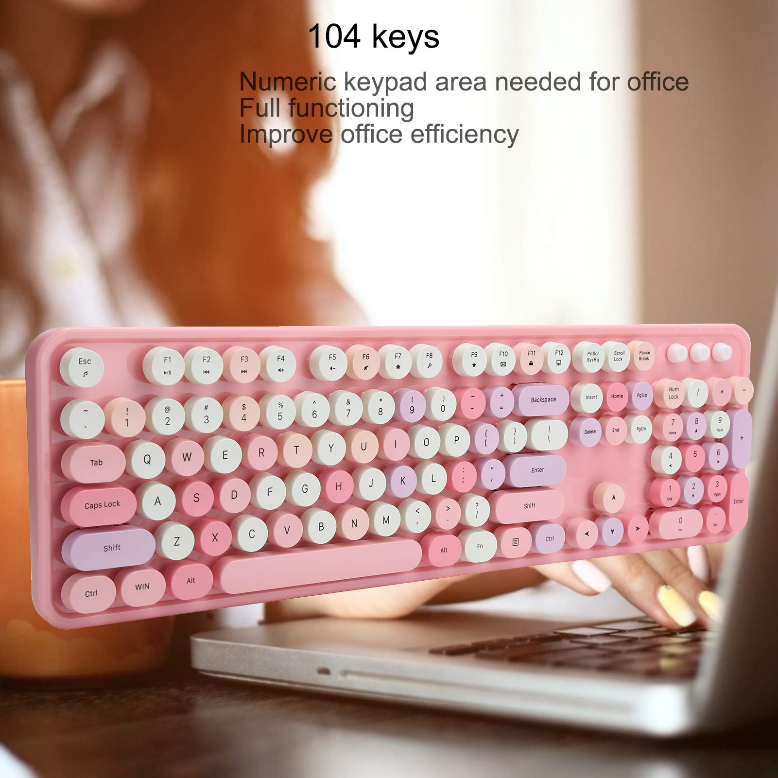 Perixx Periboard 734 Roze Mechanisch toetsenbord - Draadloos (Bluetooth) Bedraad - Pink Candy - Oplaadbaar - Backlight - Red Switches - QWERTY/US - 75