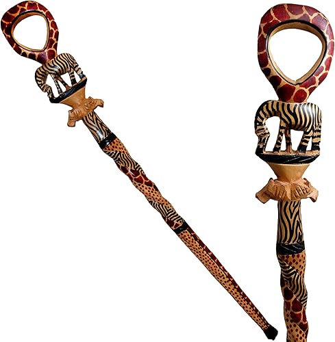 Bastón decorativo de madera africana (hecho a mano en Kenia)