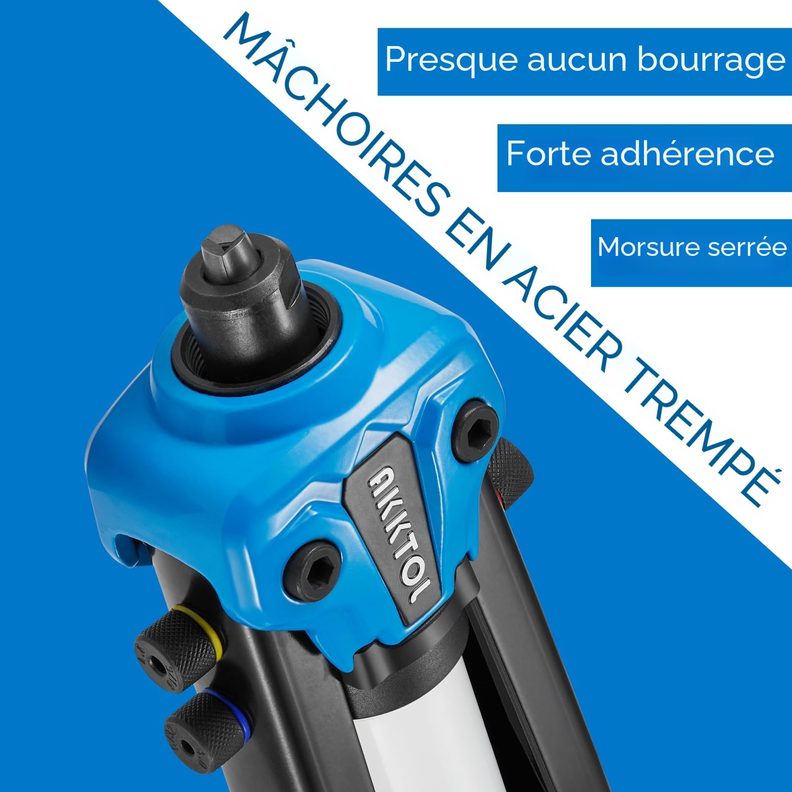 AKKTOL Pince a riveter pop 33cm ensemble 5en1 avec 210 rivets alu pour rivets aveugles Ø 6.4 à 2.4 mm en acier inoxydable alu | Riveteuse manuelle professionnelle