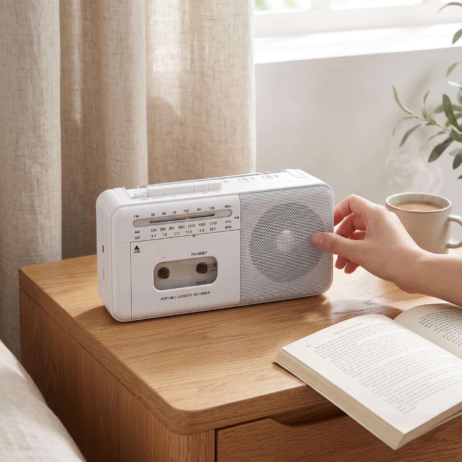 Przenośny Odtwarzacz Kasetowy, Radioodtwarzacz Kasetowy Retro AM FM SW z funkcją Nagrywania i Głośnikiem 6 W, do Użytku W Domu W Podróży z Gniazdem Słuchawkowym