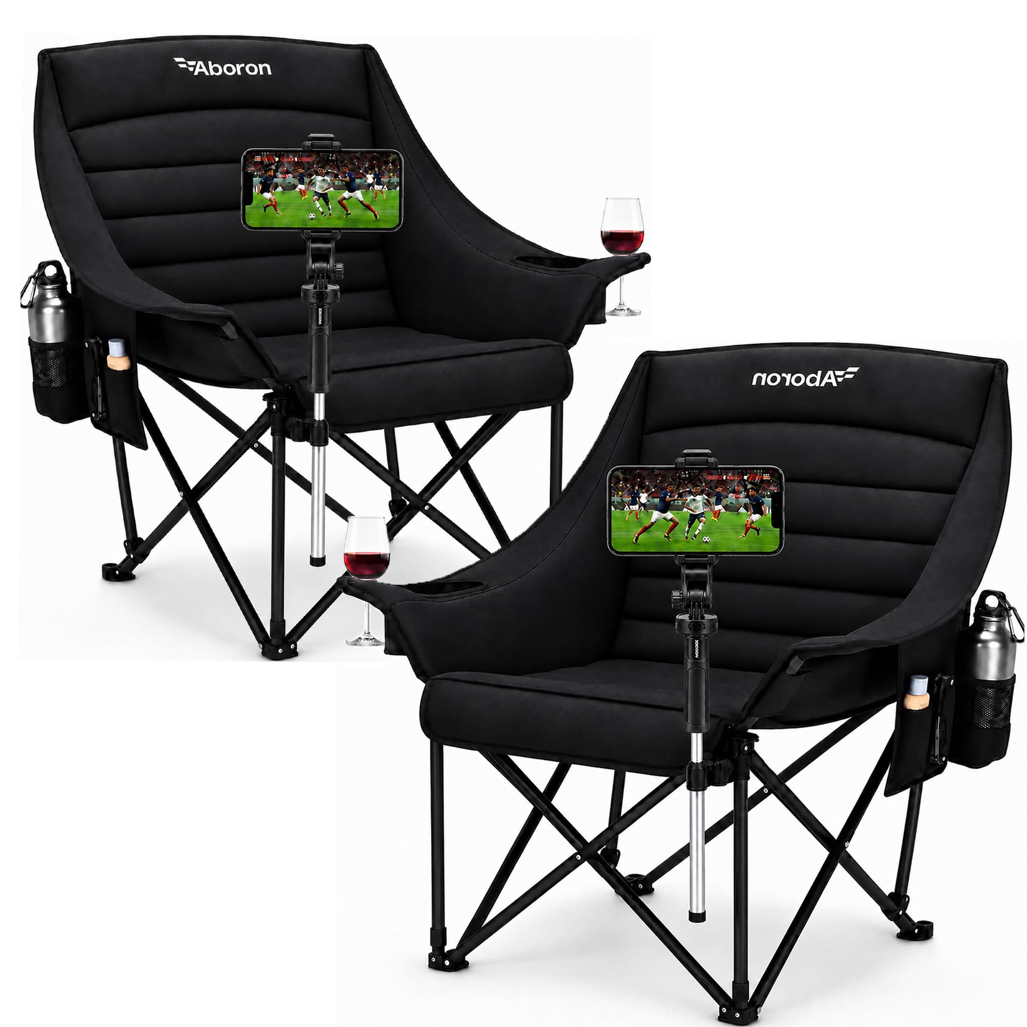 ABORON Oversized Camping Chair with Adjustable Phone Holder,500 lb,2 Pack