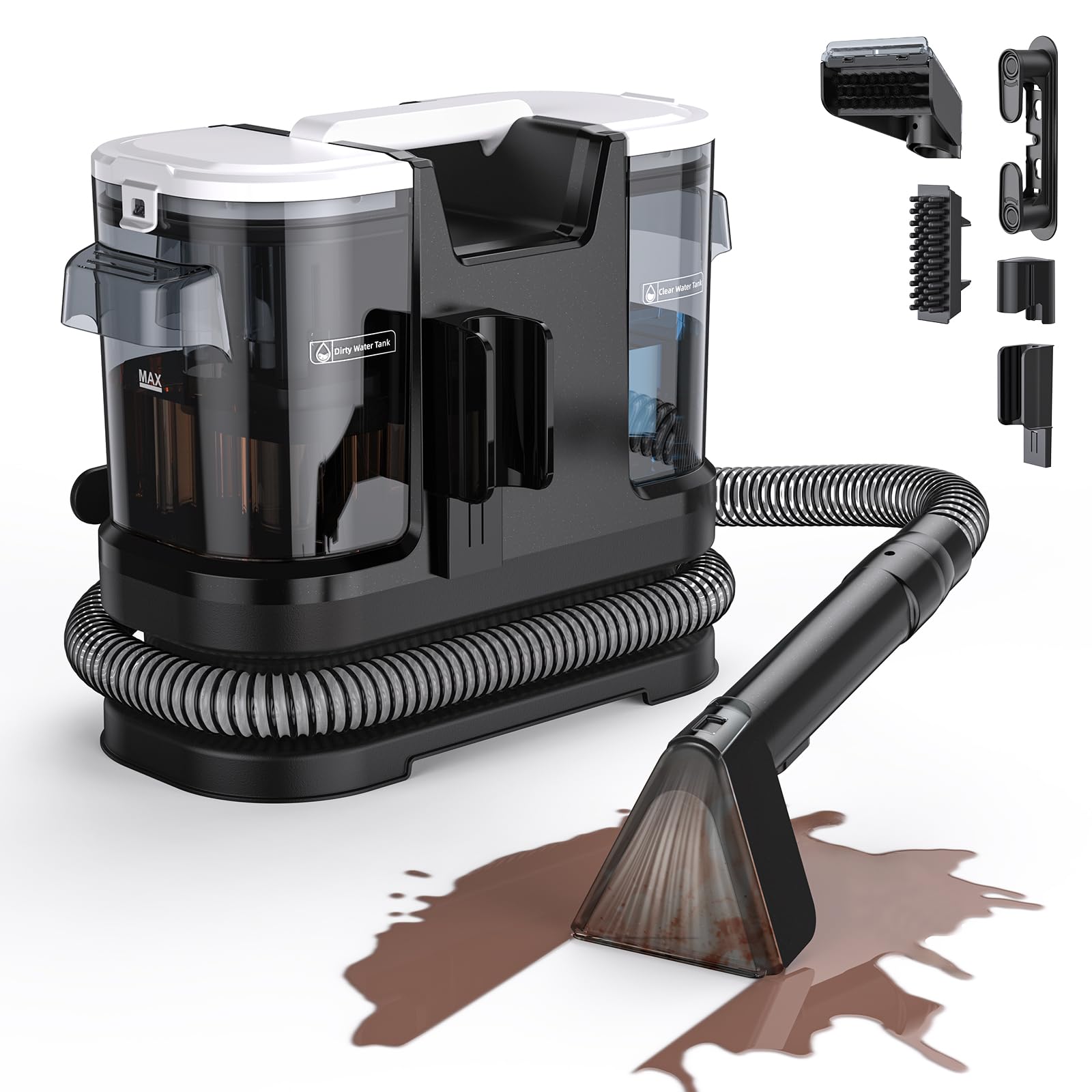 Lubluelu Nasssauger Polsterreiniger Gerät mit 600 W – 20 kPa Teppichreiniger Waschsauger, tragbarer Teppich Reinigungsgerät mit Selbstreinigungsfunktion und langem Schlauch für Sofas, Teppiche & Autos
