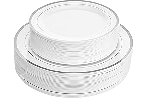 Aya's 60 Silver Premium Plastic Party Plates: Heavy-Duty Disposable Elegance for Weddings and Events