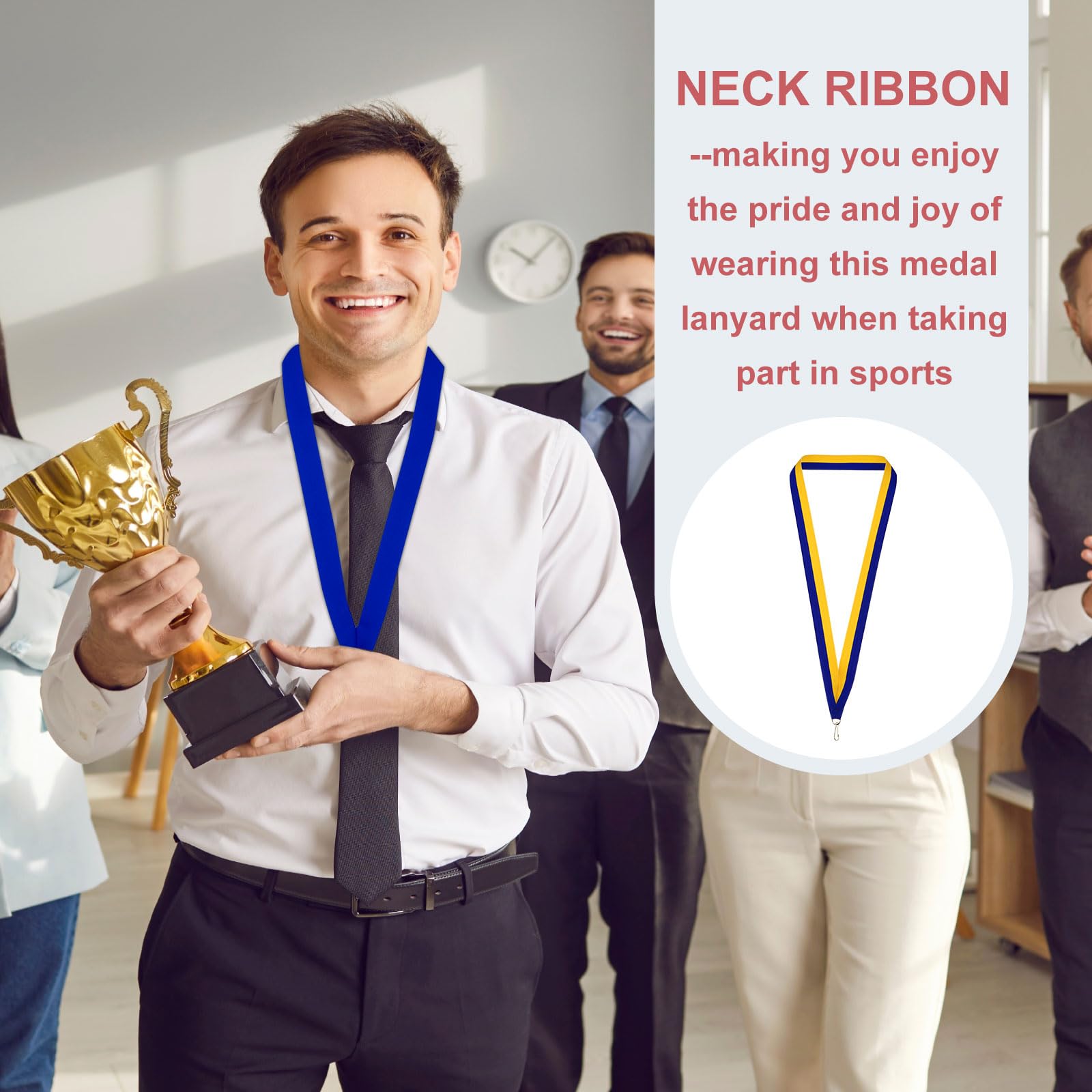 PATIKIL Cinta de Cuello para Medalla, Cordones de Poliéster para Medallas con Clip a Presión, Cintas de Premio en Blanco para Competiciones, Logros