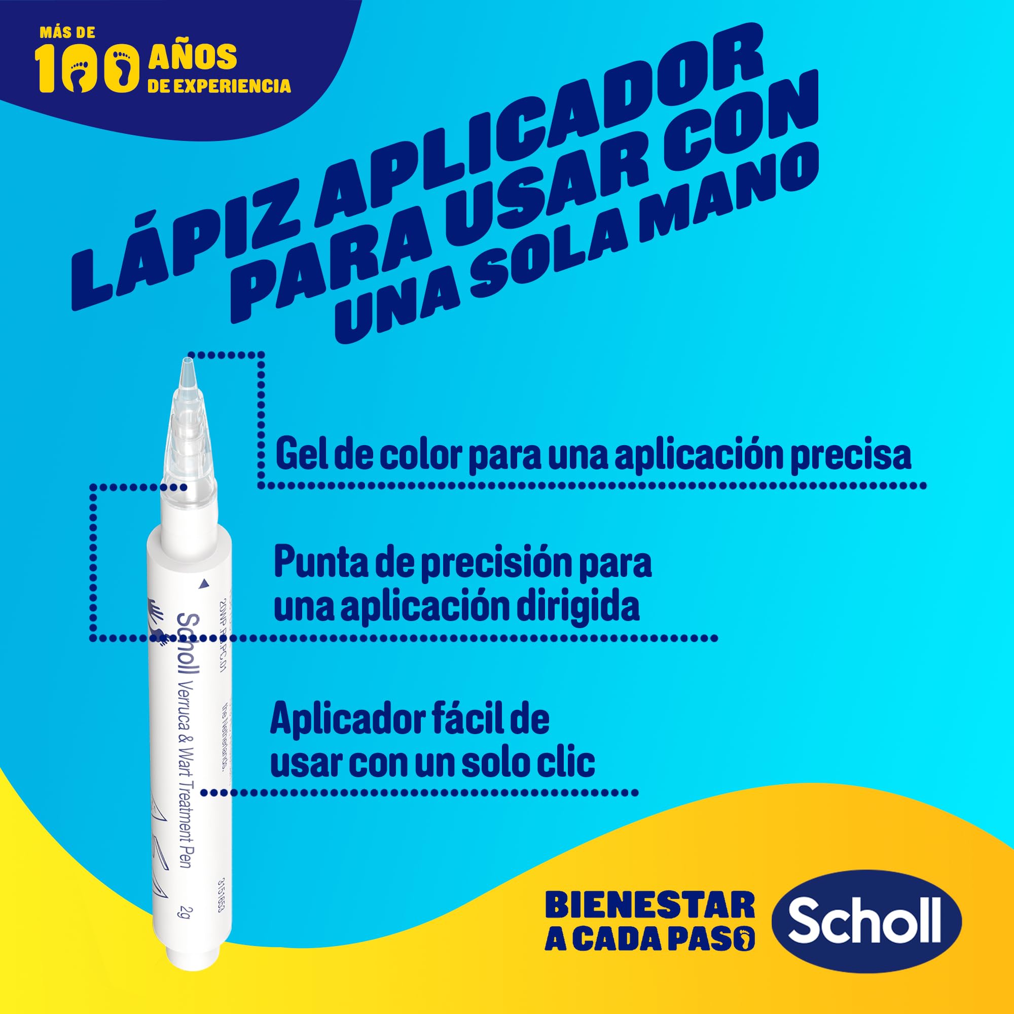 Dr. Scholl's Lapiz de Tratamiento Verrugas - Resultados visibles en una semana - Aplicador de precision - Clinicamente probado - TCA Active Gel