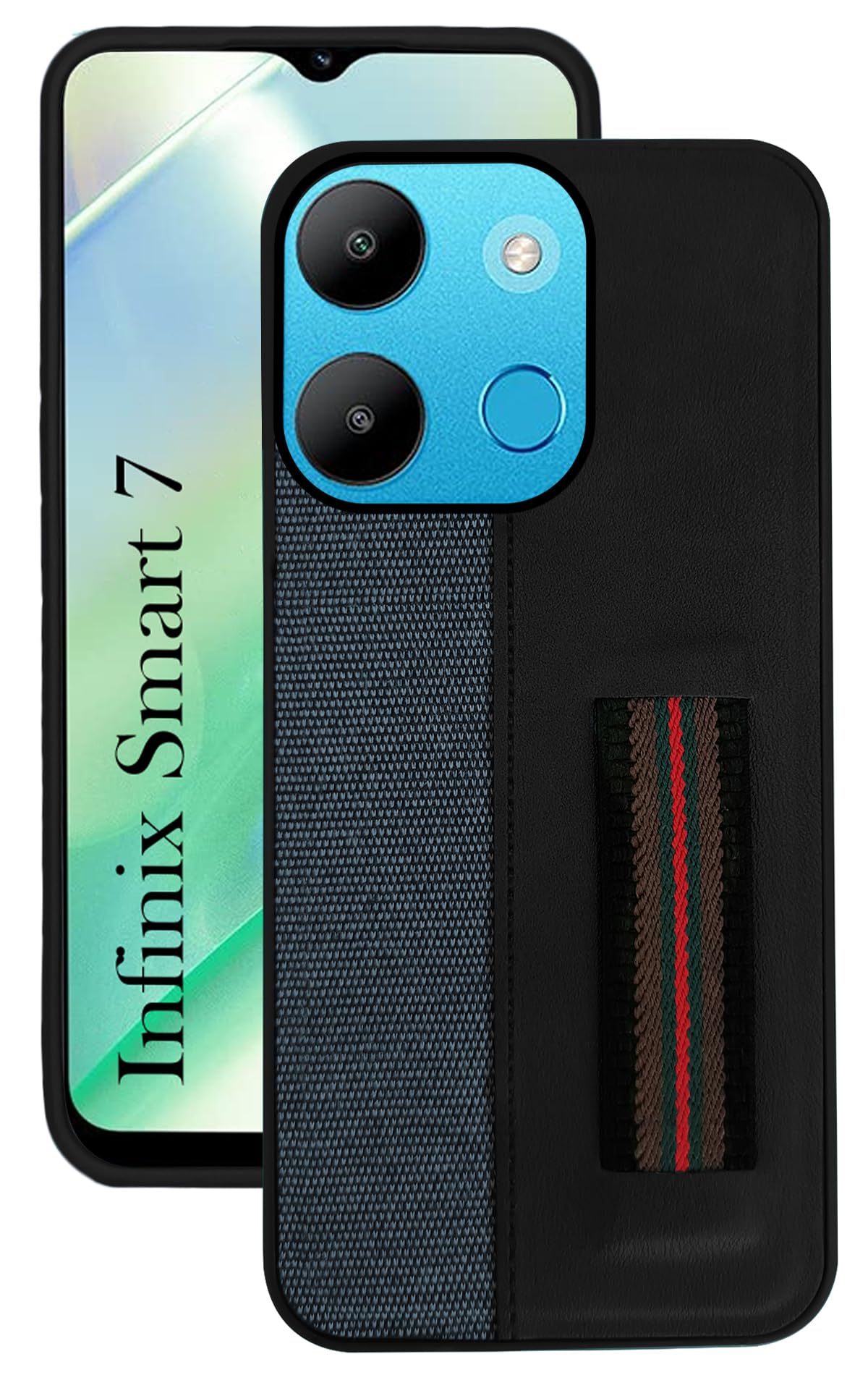 Jkobi Back Cover Case for Infinix Smart 7 (Professional PU Leather | Strip Chain Holder Socket | Black) (B0CHP9RB3H) Amazon Price History, Amazon Price Tracker