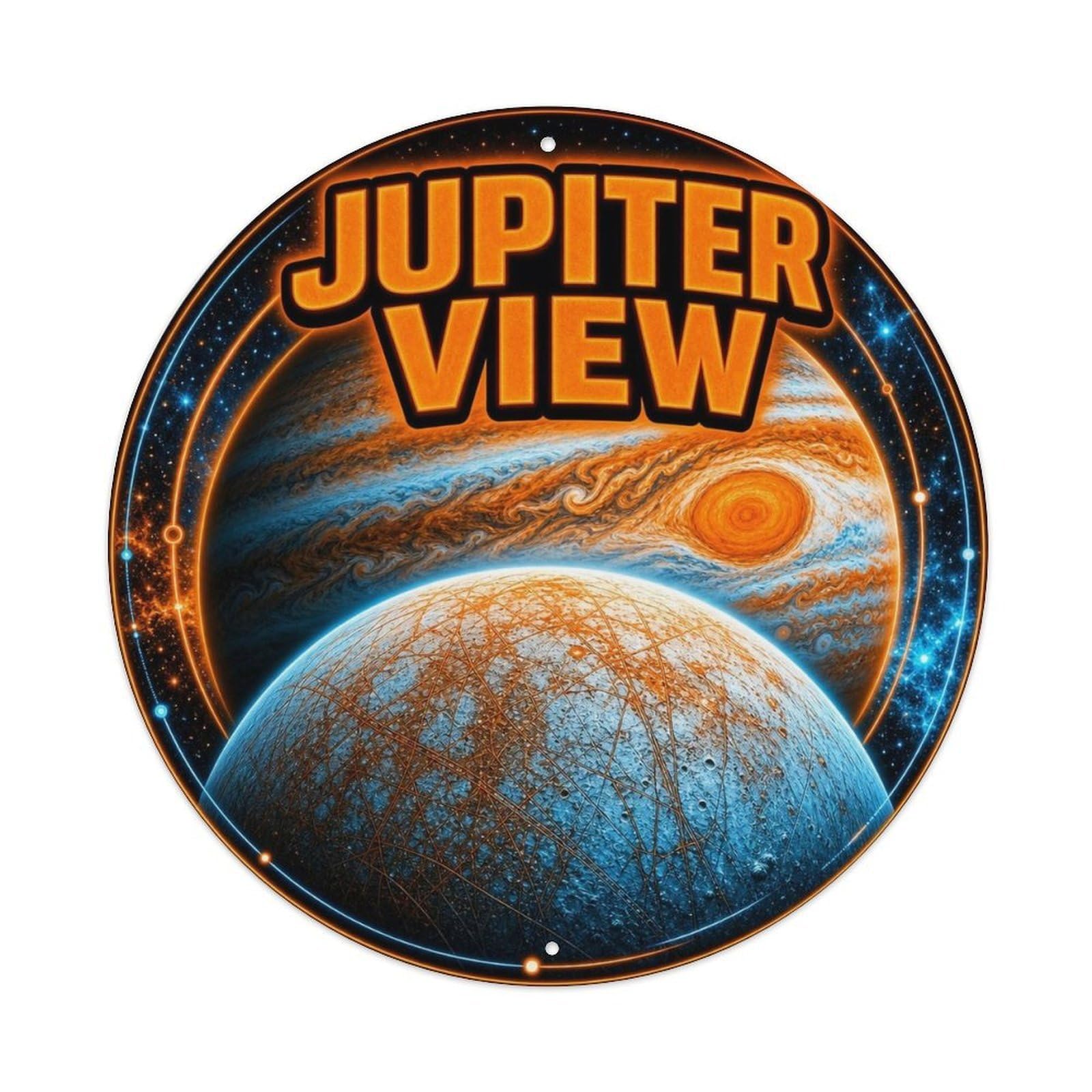 Celestial Jupiter Gas Giant Solar System Metal Tin Sign Plaque Wall Decor for Cafe, Man Cave, Club Bar, Office, Home Garden Round Metal Poster 8x8Inch