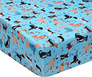 Crib Sheet - Fitted Crib Sheet Baby Sheet for Standard Crib and Toddler mattresses Nursery Bedding Sheet Crib Mattress Sheets for Boys and Girls 1 Pack Dog Toddler Sheet by UOMNY
