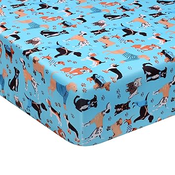 Crib Sheet - Fitted Crib Sheet Baby Sheet for Standard Crib and Toddler mattresses Nursery Bedding Sheet Crib Mattress Sheets for Boys and Girls 1 Pack Dog Toddler Sheet by UOMNY