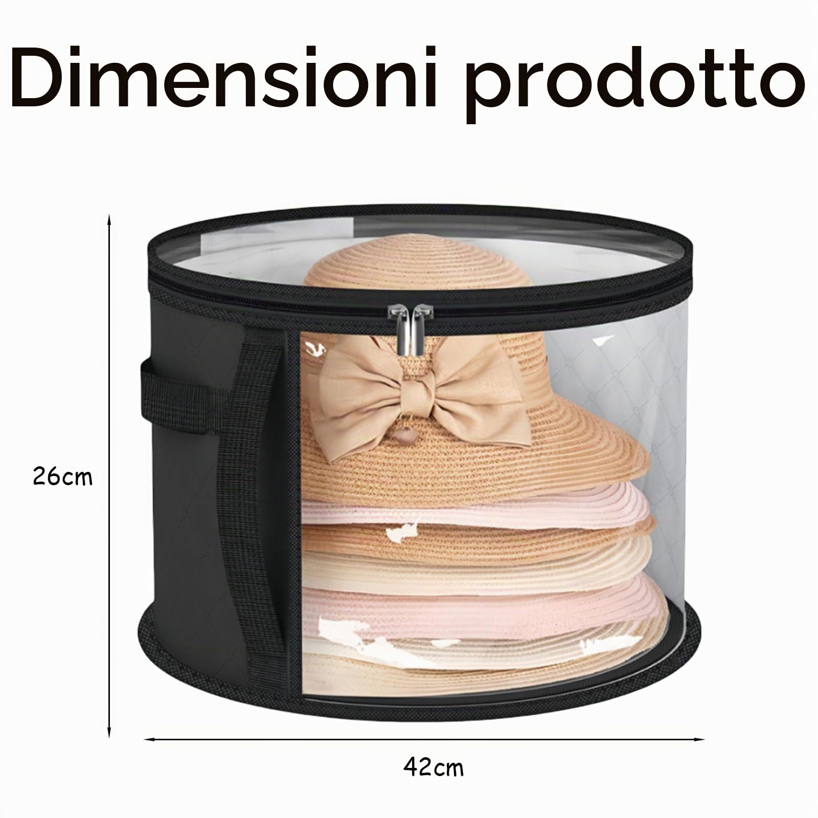 SSKHE 1 scatola per cappelli con coperchio, scatola rotonda per cappelli, borsa da viaggio, leggera e traspirante, per casa e viaggio