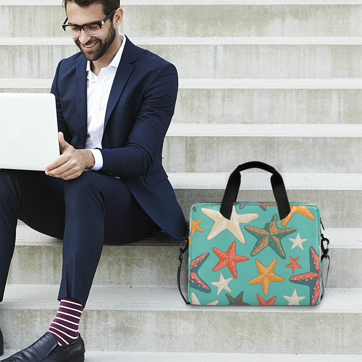 Laptop Bag Colorful Starfish Laptop Sleeves Case for 13 14 15.6 Inch Computer Tablet Briefcases Carrying Case Shoulder Bag for Work