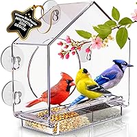Vista 1 de Premium Window Bird Feeder for Outside - Clear Bird House w/Largest Window for Viewing Birds - Easy to Install & Sturdy Feeder w/Extra Strong