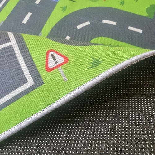 Miniatura 6 de Alfombra de juego para automóvil, alfombra de carretera para niños, alfombra educativa de tráfico en carretera para edades de 3 a 12 años (31.5 x