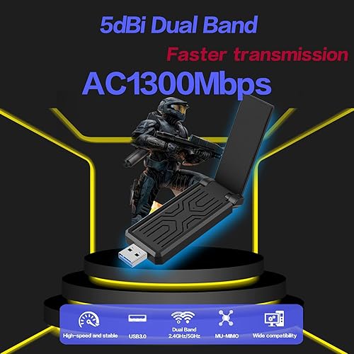 Miniatura 9 de Adaptador USB WiFi 6, adaptador WiFi USB, 802.11AX, AX1800M, 2.4GHz574Mbps+5GHz1201Mbps, antena de doble banda 5dBi de alta ganancia, WPA3,