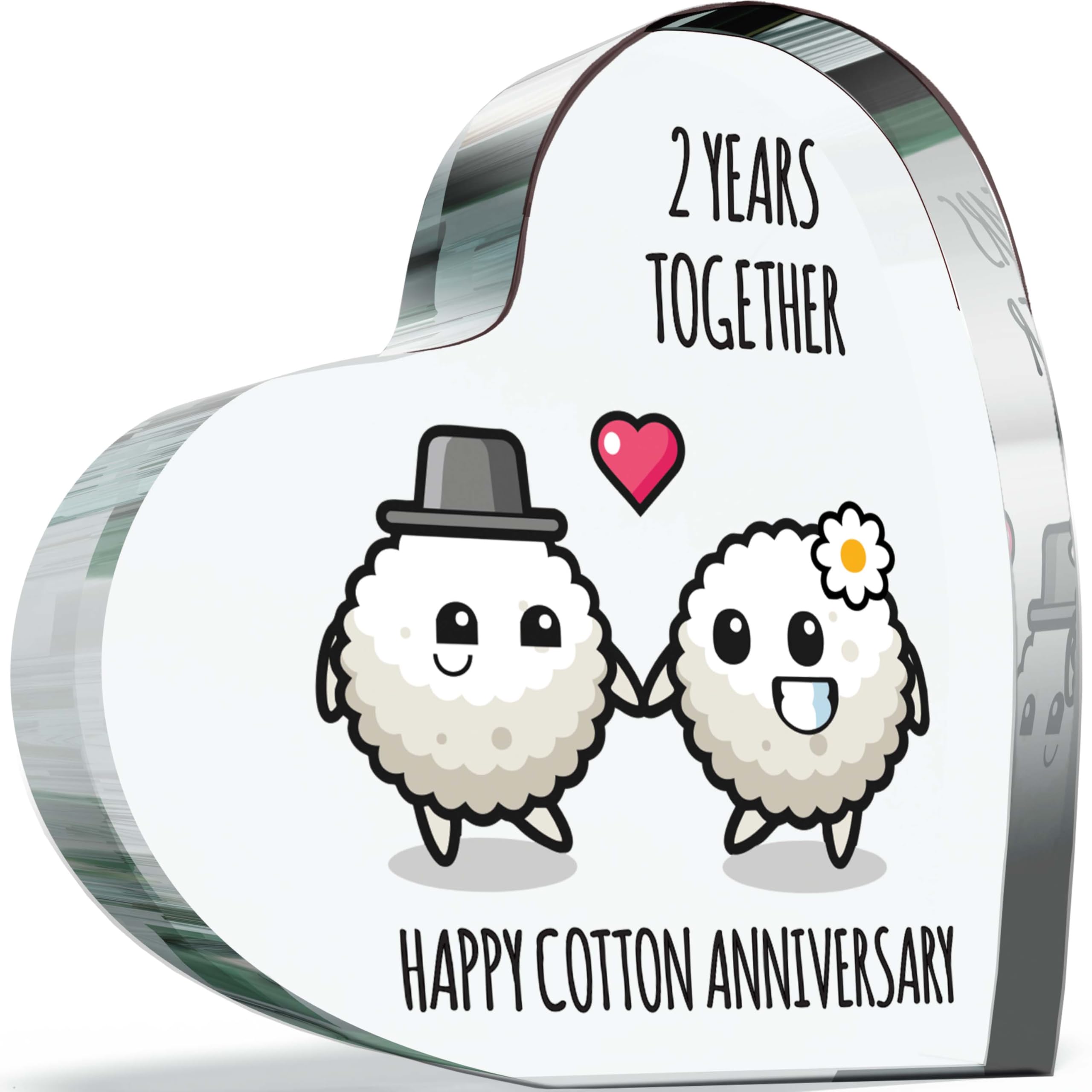 2nd Anniversary Plaque Gifts for Wife Husband, Happy Cotton Anniversary