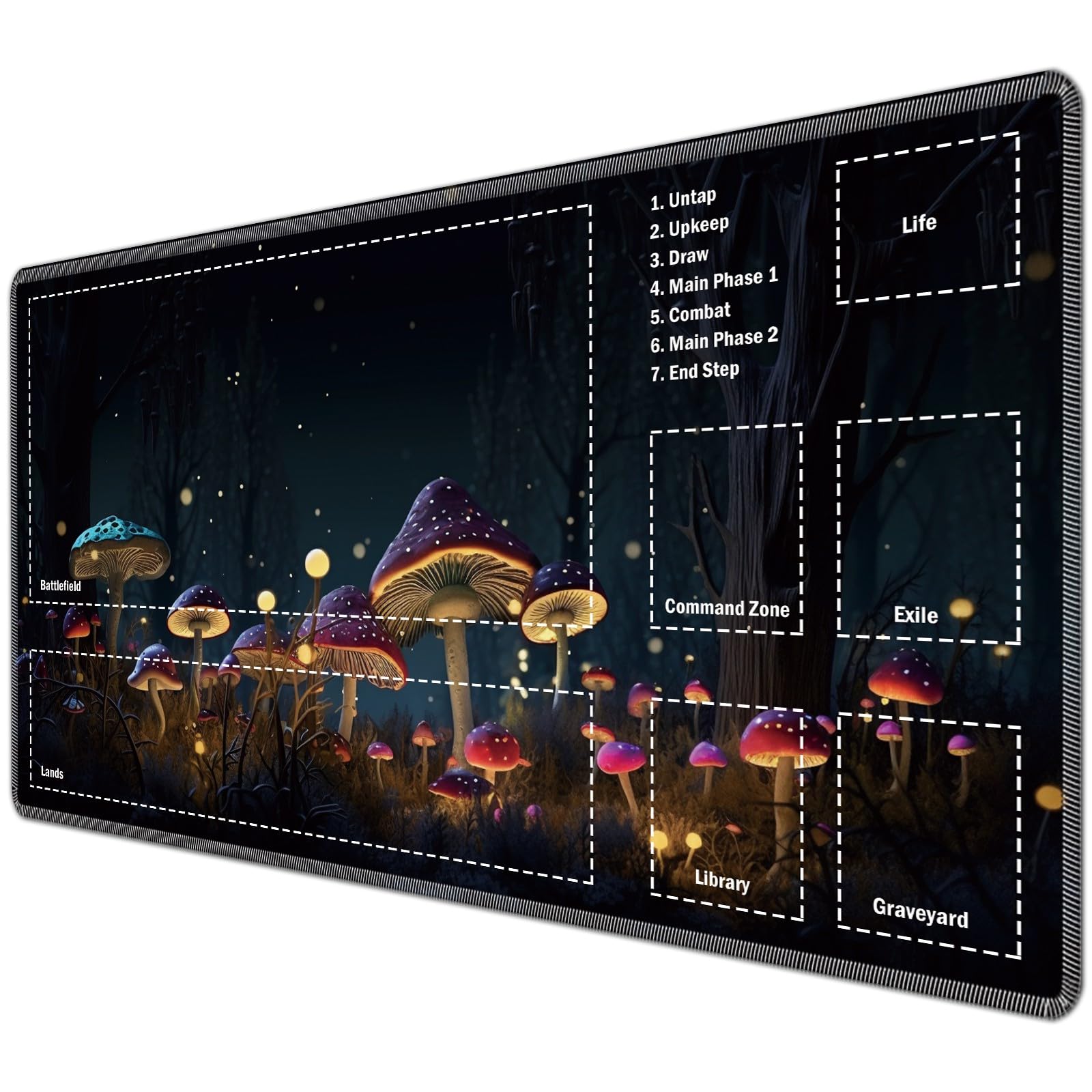 JANENFNA TCG Playmat with Magic Zones 24 x 14 inches Mousepad Compatible for MTG Trading Card Game Play Mats Smooth Rubber Surface Magic The Gathering Play Mat, Mushroom C