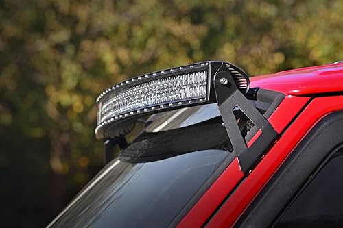 Rough Country  70517  50 pulgadas curvado LED, barra de luz soportes de montaje superior, Parabrisas (Jeep Cherokee XJComanche MJ) para Jeep 84-01