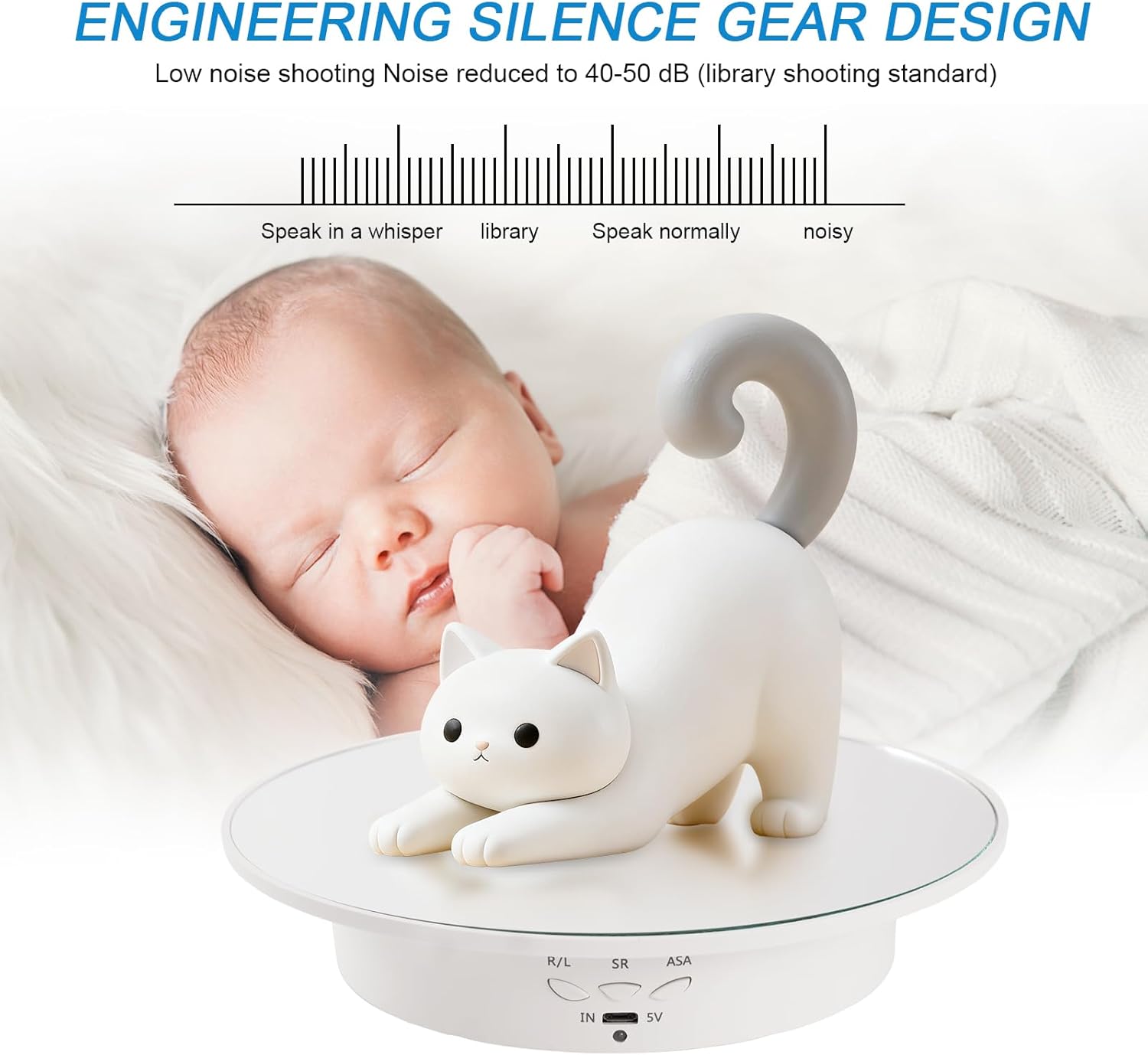 Motorized Display Stand - 7.87" Rotating Platform with Mirror Cover, USB Charging Port, 22 lbs Load Capacity, Ideal for Jewelry, 3D Model, Cake Photography