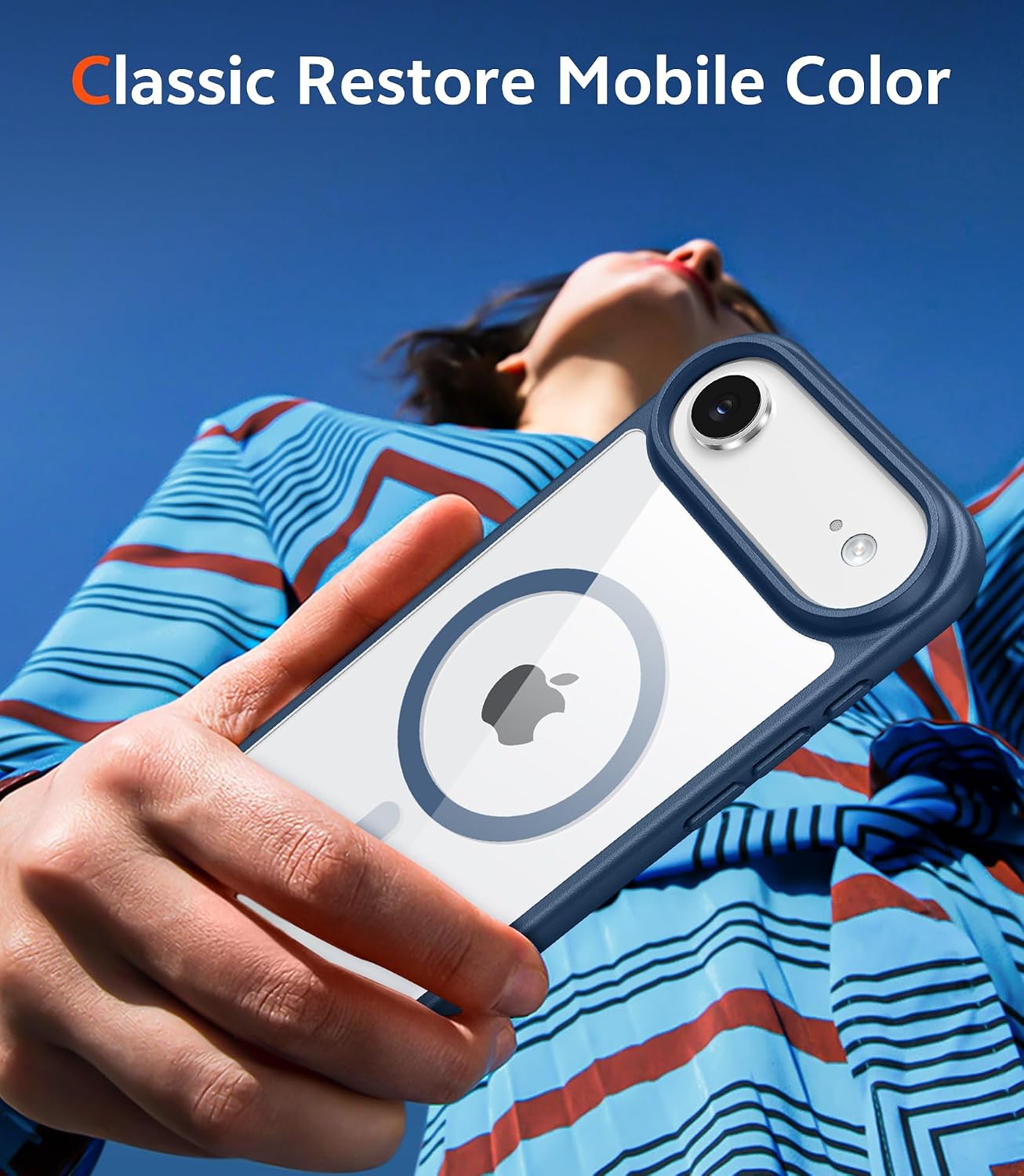 FNTCASE for iPhone Air Case Clear: Magnetic Phone Cases with Screen Protector Drop Proof Compatible with Magsafe Slim Anti Yellowing Rugged Shockproof Protective Transparent Cell Cover (B-Blue)