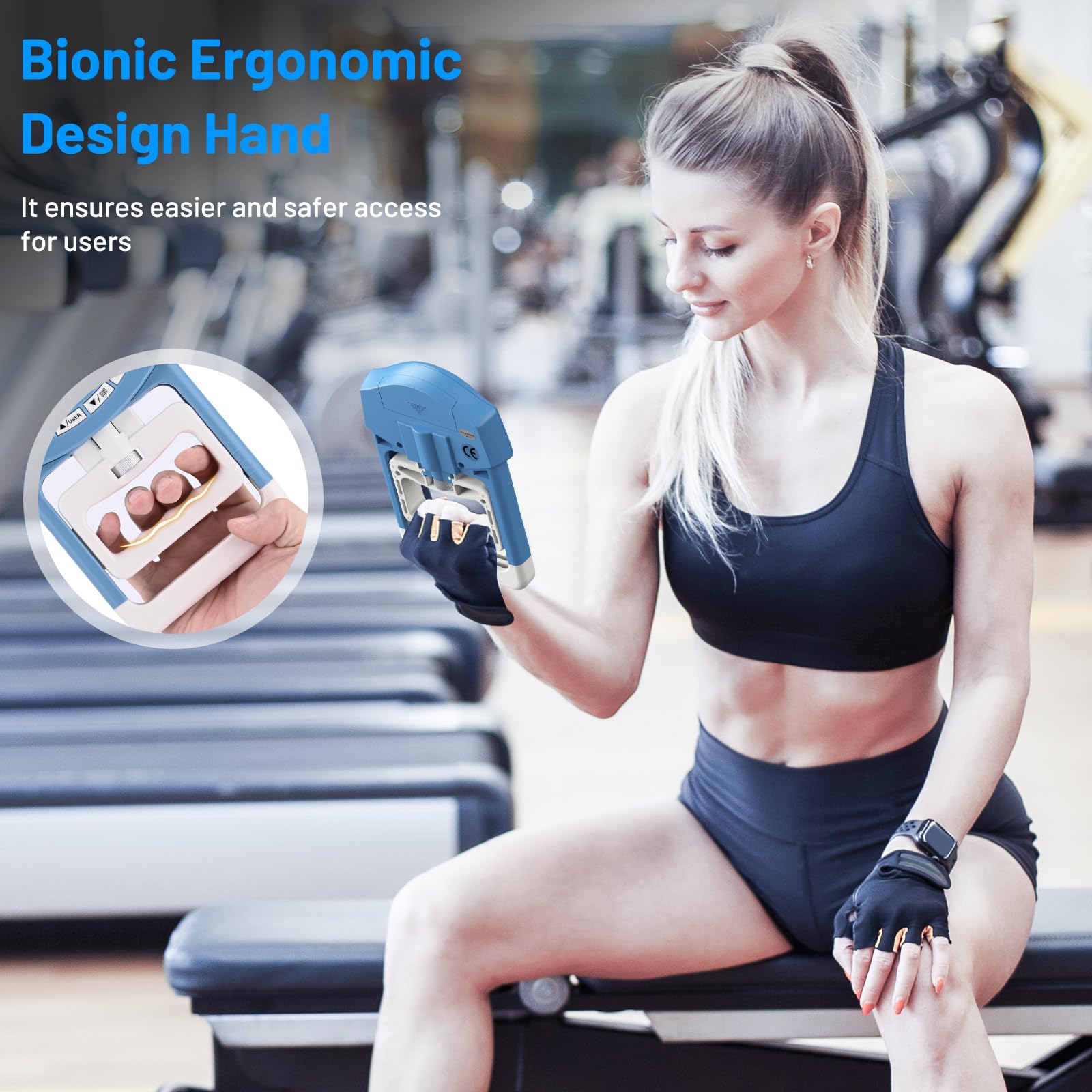Blaues Elektronisches Hand-Dynamometer - 90 kg / 200 lbs Kapazität Hand Griff Strengthener mit 19 Aufzeichnungen - Ideal für Krafttraining, Reha und Progress Tracking