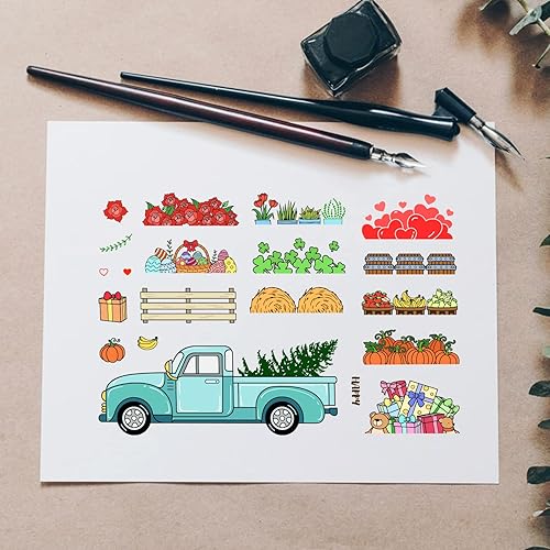Miniatura 8 de Sellos transparentes para camioneta con regalo, flores, corazón, calabaza, fruta, plantas, sellos de goma transparente, sellos transparentes de
