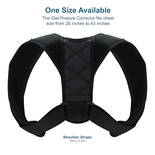 Miniatura 7 de iGelSoles Corrector de postura para hombres y mujeres, enderezador de espalda ajustable para tamaño de pecho de 28 a 43 pulgadas, soporte de postura