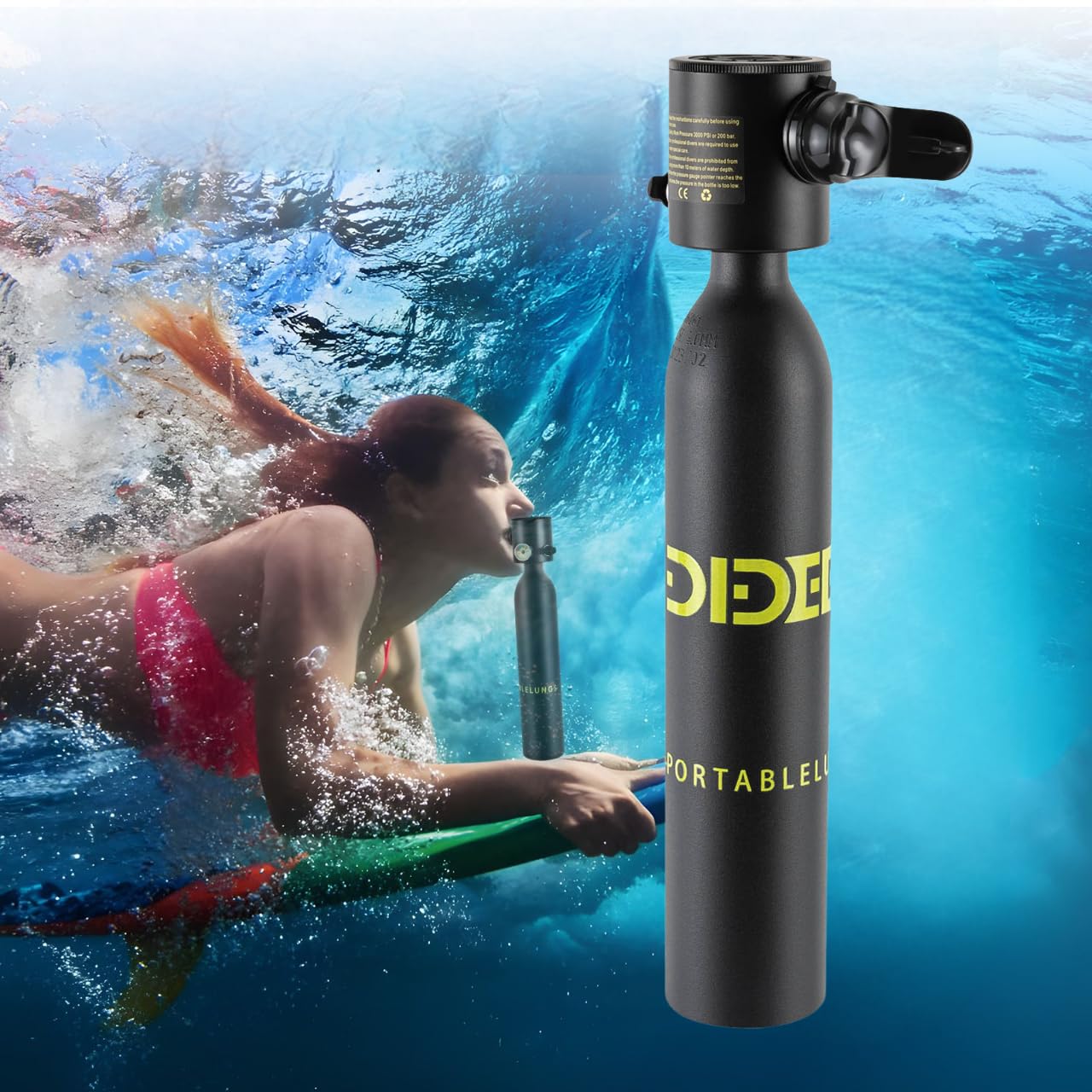 Mini Bouteille de Plongée Bouteille d'oxygène 0.5 L pour la Plongée Réservoir d'oxygène équipement de Plongée Portable pour Les Exercices de Plongée ou comme Bouteille de Rechange sous